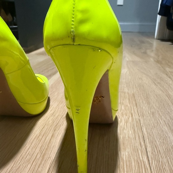 Prada neon peep toe pumps sz 37.5 - Picture 3 of 7
